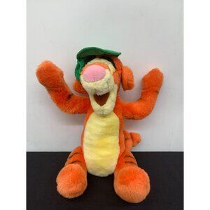 Walt Disney WInnie The Pooh Tigger 16" Posable Arms Legs Green Hat "T" VTG
